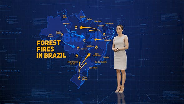 AE模板-科技感地图演示图标路径HUD动画