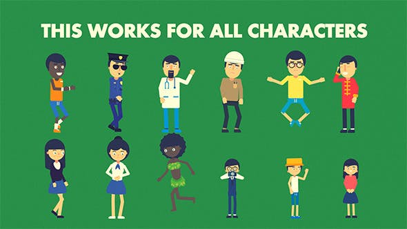 AE模板-卡通小人物角色场景MG动画工具包 Flat World Toolkit