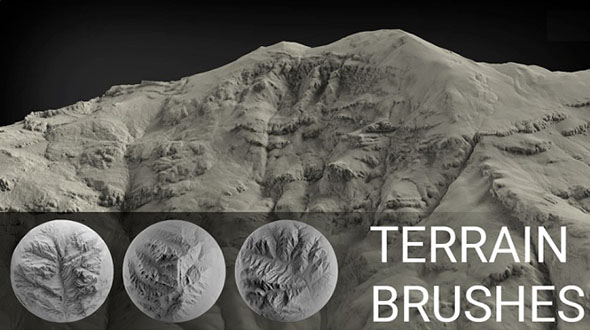 100组自然山地地形笔刷ZBrush预设