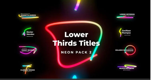 PR模板-动感活力彩色霓虹灯线条文字标题动画