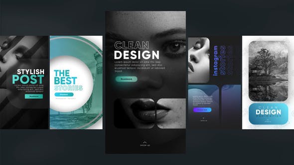 AE模板-21种竖屏INS时尚故事音乐社交媒体片头