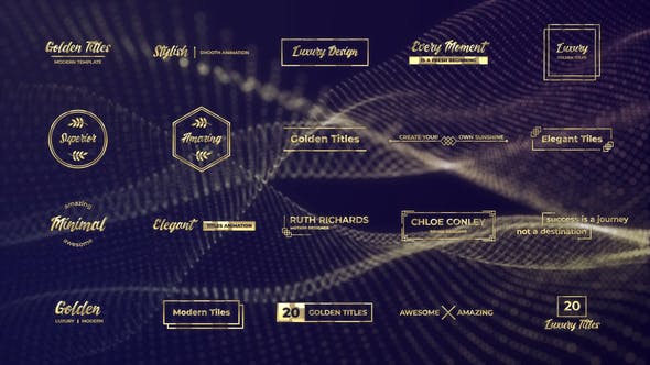 AE模板-20种4K独特奢华婚礼黄金粒子文字标题动画