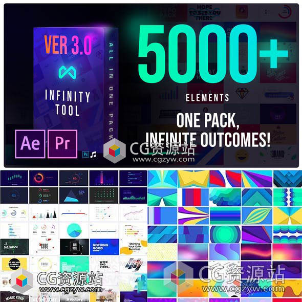 AE+PR脚本预设-5000组文字标题排版场景图表背景指示线图形动画工具包 Infinity Tool v3-图片1