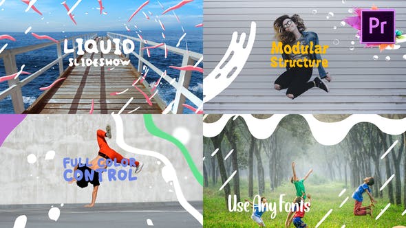 PR模板-多彩卡通液体图形标题视频宣传片头Colorful Liquid Slideshow