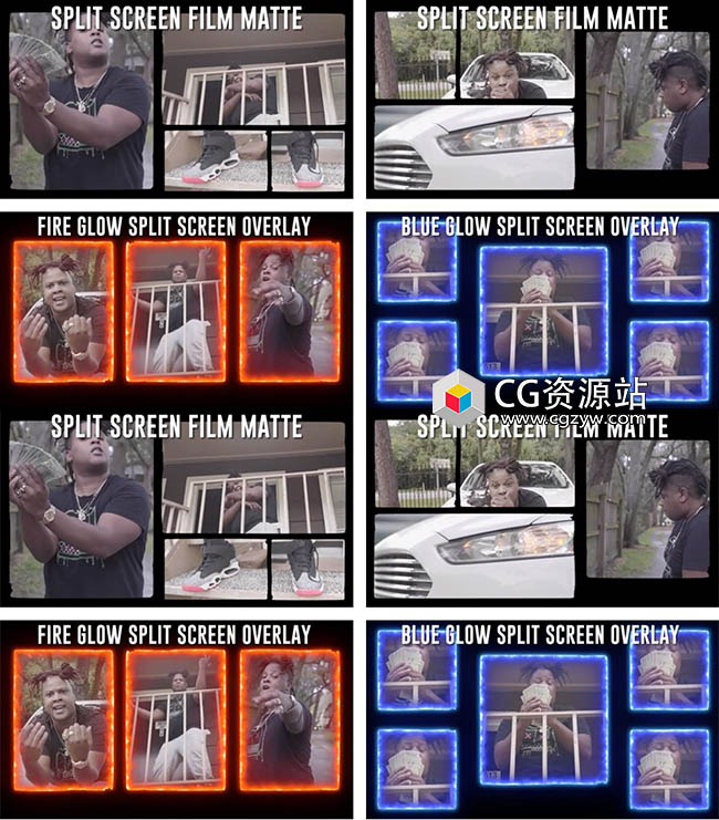 6套分屏发光叠加视频素材+4KPNG图片素材-图片2