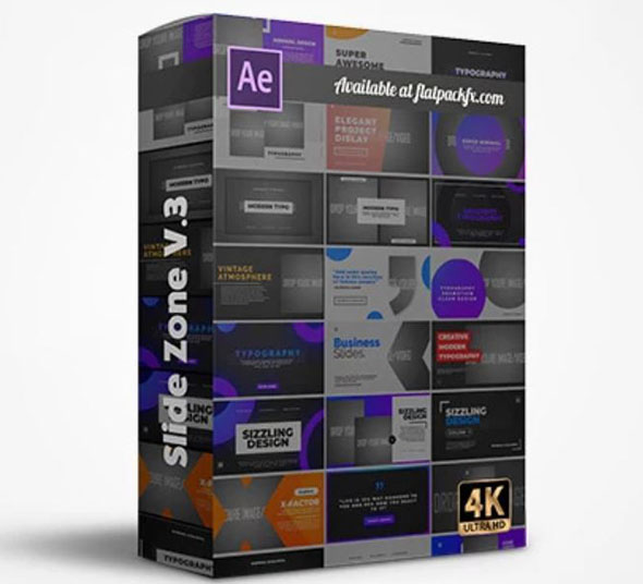 AE模板-25个4K创意独特图形滑动过渡文字标题片头