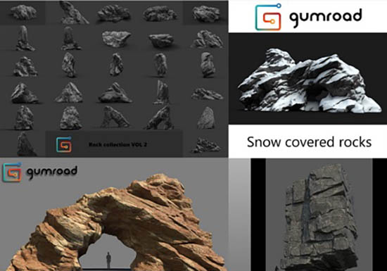 石头岩石3D模型Gumroad – Rocks Bundle OBJ格式