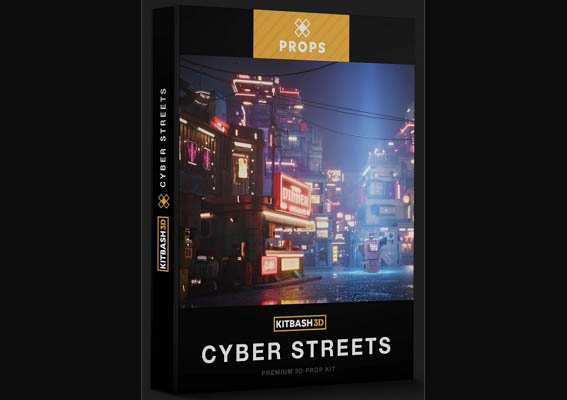 赛博朋克未来科幻街道楼房3D模型MAX/OBJ/FBX/MTL格式