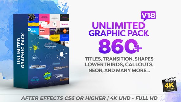 AE模板-860+文字标题排版场景转场背景指示线图形动画工具包