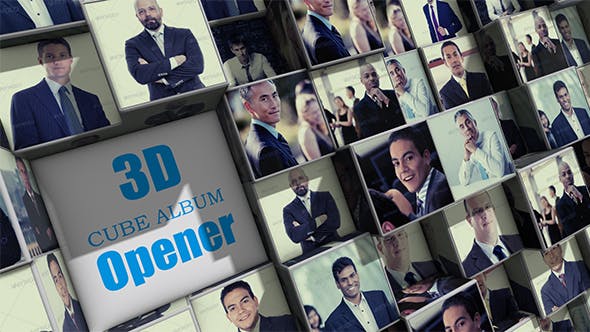 AE模板-E3D三维立体照片视频婚礼相册开场片头3D Cubes Album Opener