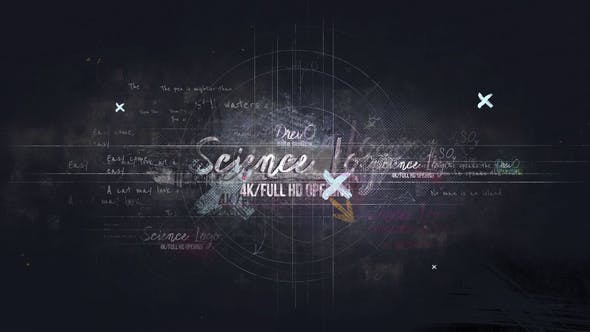 AE模板-科学元素学校黑板数学公式Logo动画 Science Logo