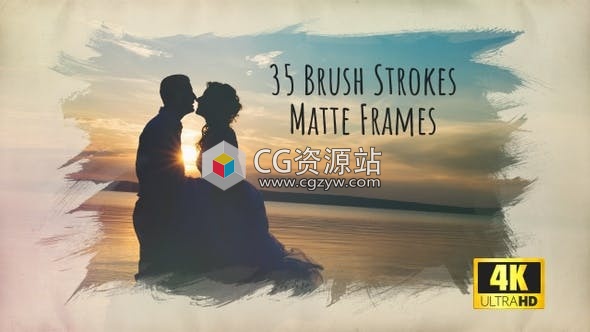 43个4K独特艺术笔触元素笔刷遮罩画笔描边框架视频素材