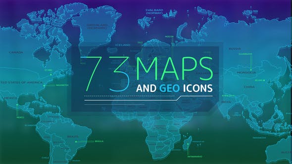 AE模板-73个独特构图4K地图和地理图标动画元素73 Maps And Geo Icons