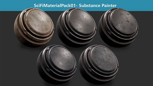 Substance Painter钢铁科幻材质预设Sci-Fi Material Pack 01