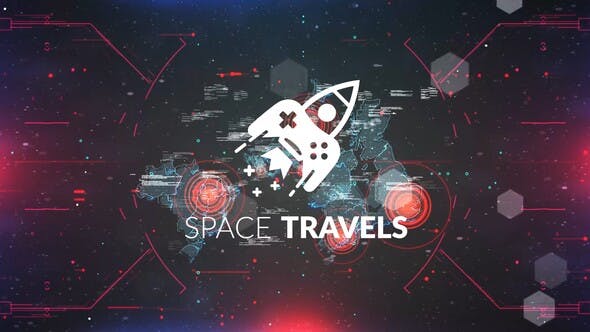 AE模板-未来派高科技元素太空旅行logo动画Space Travels