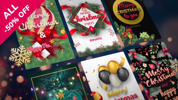 AE模板-INS故事竖屏圣诞节问候祝福片头Christmas Instagram Stories