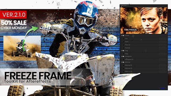 AE脚本-水墨粒子照片运动旗帜视差冻结帧人物定格片头工具包-图片1