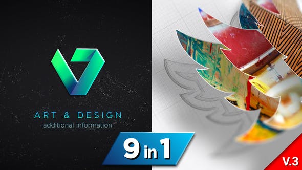 AE模板-9种不同风格绘画素描手绘三维Logo生长动画 Drawing 3D Logo Reveal