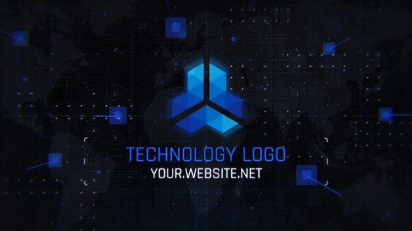 AE模板-科技感黑暗数据数字连接Logo动画 Technology Logo