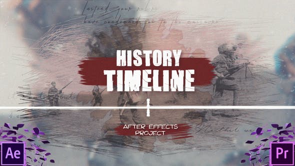AE模板+PR预设-历史回忆时间线笔刷遮罩宣传片头History Timeline