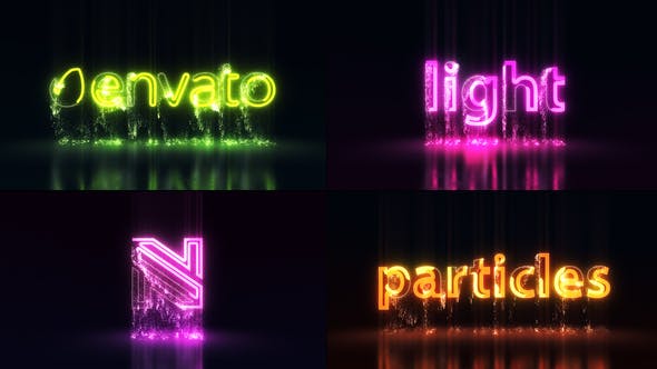 AE模板-霓虹灯彩色火花描边标题粒子logo片头动画Light Particles Logo | Titles