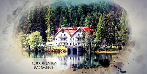 AE模板-水彩墨水幻灯片纪录片回忆旅行照片片头