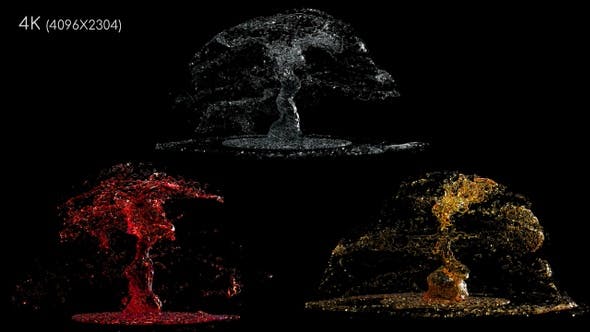 3组水可乐啤酒飞溅喷洒水花效果视频素材带通道