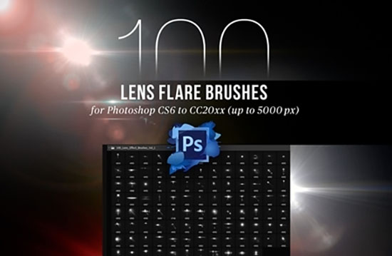 PS笔刷100个镜头光晕效果Photoshop笔刷预设-图片1