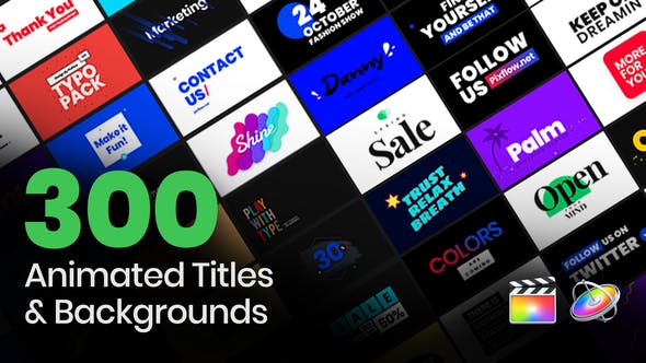 FCPX插件-300个现代时尚标题排版图形元素背景动画预设-图片1
