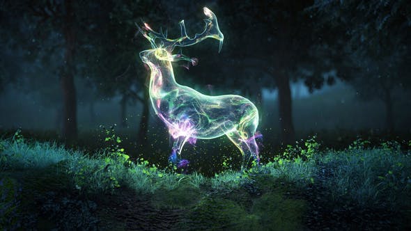 AE模板-神奇自然河流森林草地鹿动物粒子路径logo动画片头