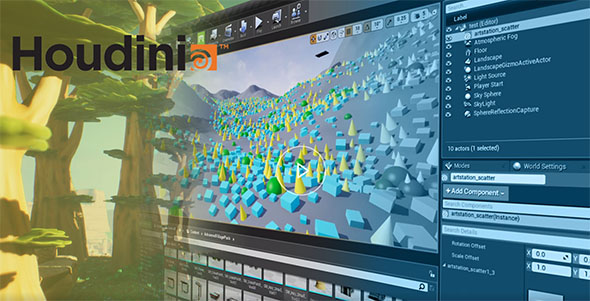 Houdini与UE4中HDA散射节点视频教程