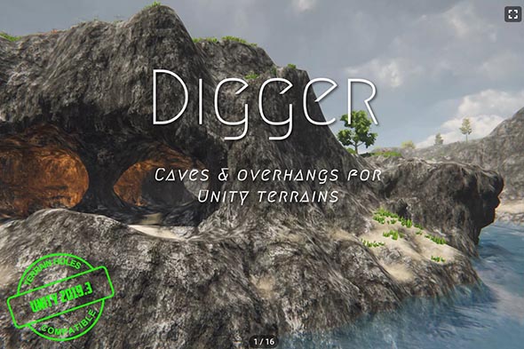 Unity地形工具创建自然洞穴悬垂物 Digger – Terrain Caves Overhangs – 2.6