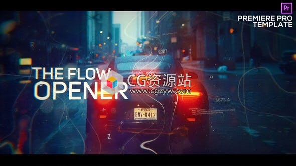 PR模板-科技感线条视差幻灯片开车片头 Digital Flow Modern Opener