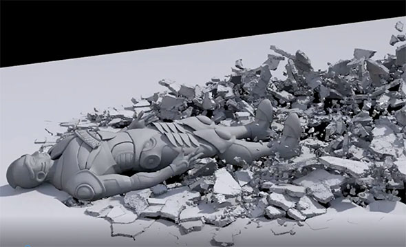 Houdini角色碰撞破碎烟雾随机碎片特效视频教程