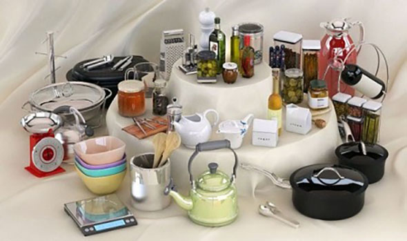 80组高品质厨房厨具餐具3D模型 Evermotion – Archmodels vol. 118