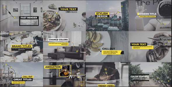 PR模板-12个简洁标注标题呼出指示线动画+音乐