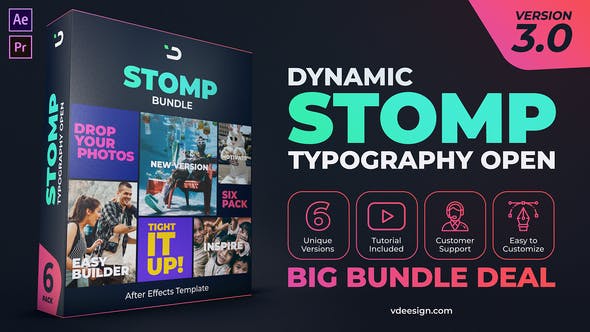 AE模板-4K时尚节奏感动态排版体育节目包装快闪片头