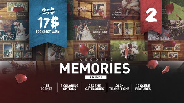 AE模板-婚礼情人节浪漫幸福回忆相册幻灯片