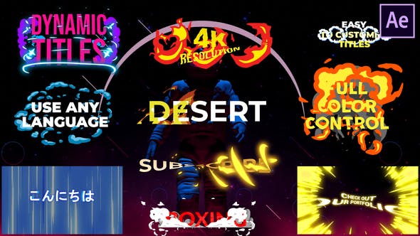 AE模板-时尚多彩动态卡通液体图形文字标题排版MG动画