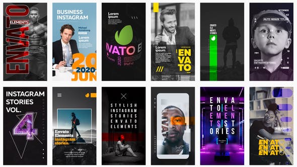 AE模板-12个竖屏现代时尚APP动态社交媒体宣传