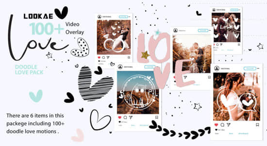 108个可爱卡通手绘涂鸦图形叠加视频素材