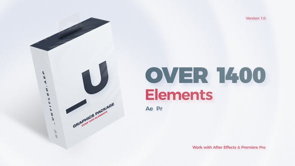 AE模板+PR预设-1400+时尚短视频社交媒体文字排版图形动画设计元素工具包