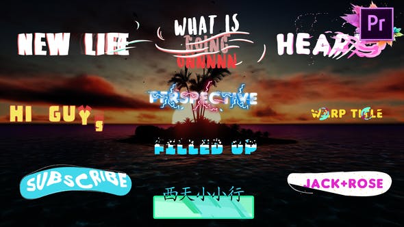 PR预设-10组创意时尚标题卡通文字动画