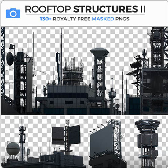 131组屋顶元素卫星天线信号塔广告牌PNG格式高清图片素材-图片1