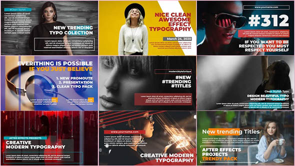 PR模板-9个创意文字排版图片视频开场片头