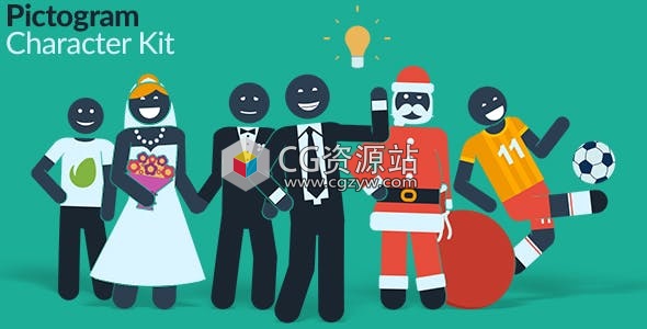 AE模板-二维卡通人物抽象线条MG模板动画人物角色服装动作工具包-图片1