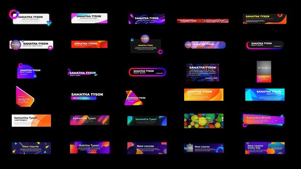 AE模板-30组流行时尚多彩渐变人名字幕条动画