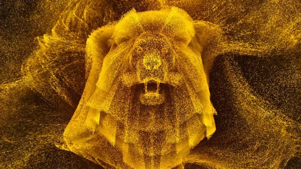 AE模板-金色粒子标志咆哮狮子特效动画片头