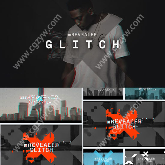 FCPX插件-30组Logo毛刺失真扭曲撕裂文字标题视频场景动画预设