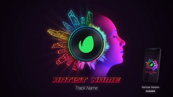 AE模板-霓虹灯音频可视化器音乐视觉动画